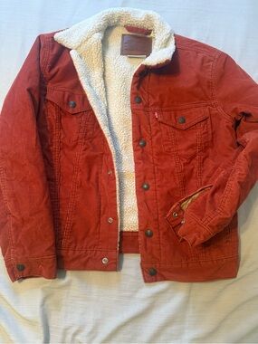 LEVI'S Fleece-lined corduroy jacket Size: S Orange Men 16365-0160